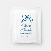 Cheers twenty blue birthday bow name date boho ret