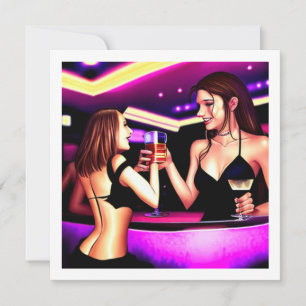 Cheers   Two Woman Toasting Anniversary Invitation