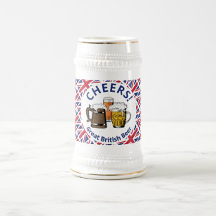 Cheers UNION JACK Custom Cartoon Great British Beer Stein