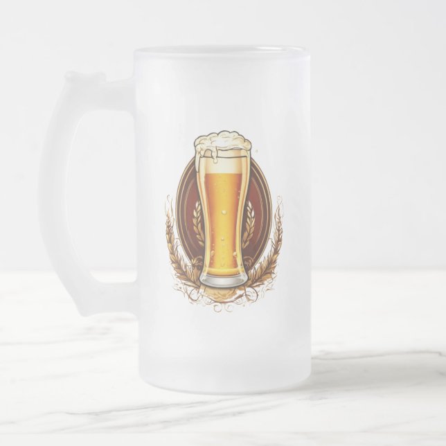 Cheers Vassel Frosted Glass Beer Mug (Left)