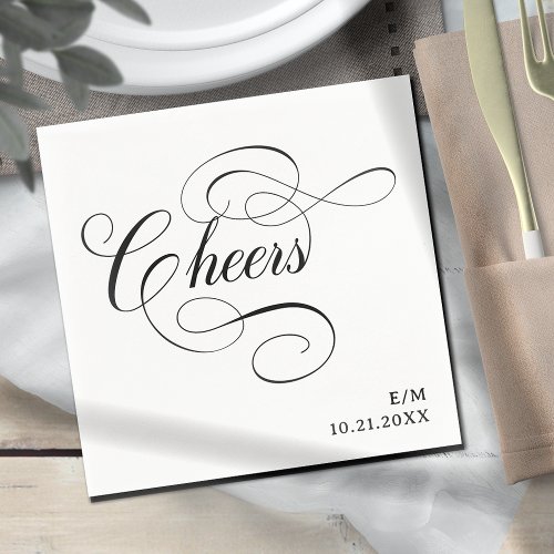 Cheers  Vintage Calligraphy Script Custom Wedding Napkins