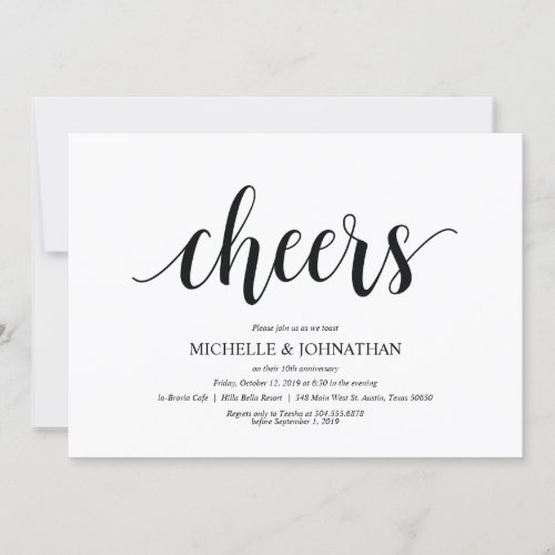 Cheers wedding anniversary celebration invites