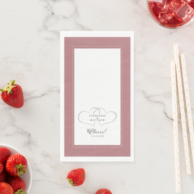 Cheers Wedding Calligraphy Dusty Rose Pink Dinner Paper Guest Towels (Insitu)