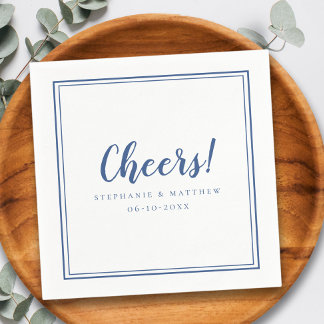 Cheers Wedding Celebrations Modern Navy Blue Napkins
