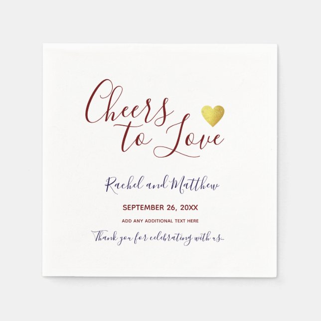 cheers! wedding cheers to love elegantly written napkins (Front)