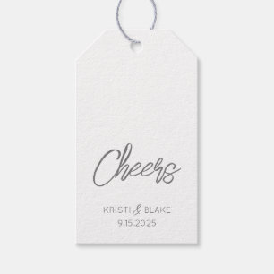 CHEERS Wedding DATE Couple NAMES Modern Minimalist Gift Tags