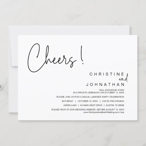 Cheers Wedding Elopement Party Dinner Dancing Invitation