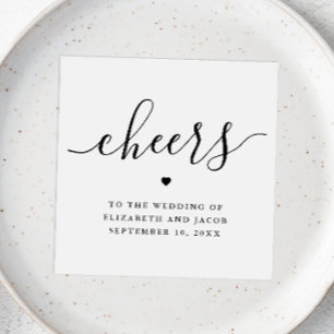 Cheers Wedding   Modern Clean Minimal Script Bar Napkins