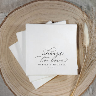 Cheers Wedding Napkins Elegant Black and White