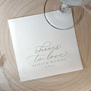 Cheers Wedding Napkins Elegant Sage Green