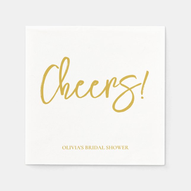Cheers Wedding Napkins with Rustic Hand Lettering (Front)
