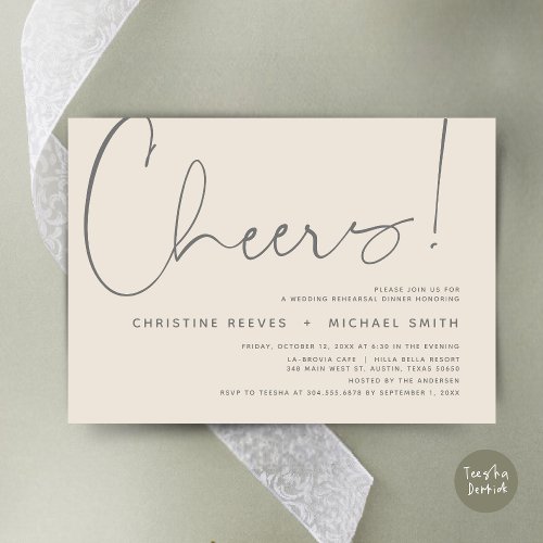 Cheers Wedding Rehearsal Dinner Invitation