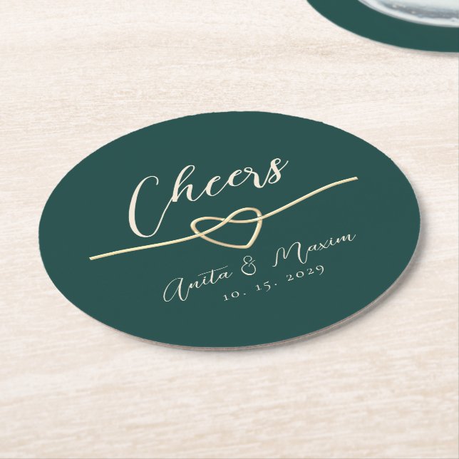 Cheers Wedding Round Drink Coaster (Angled)