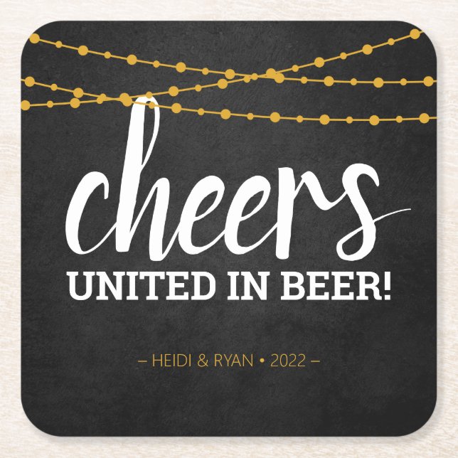 Cheers Wedding Shower Beer Drink Coaster Favor (Front)