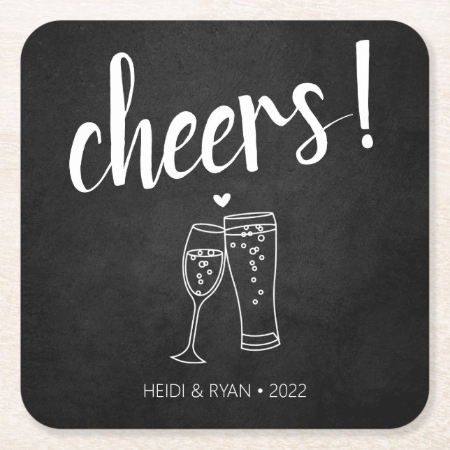 Cheers Wedding Shower Beer Drink Coaster Favor (Front)