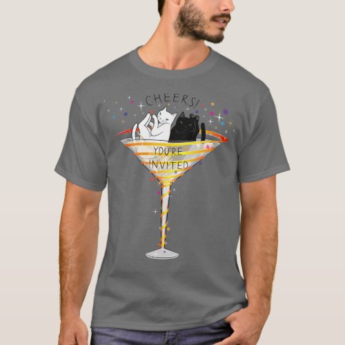 Cheers Welcome to Martini Cats Party 1 T_Shirt