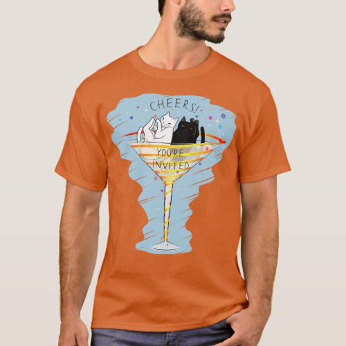 Cheers Welcome to Martini Cats Party T_Shirt
