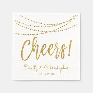 Cheers White and Gold Foil String Lights Napkins