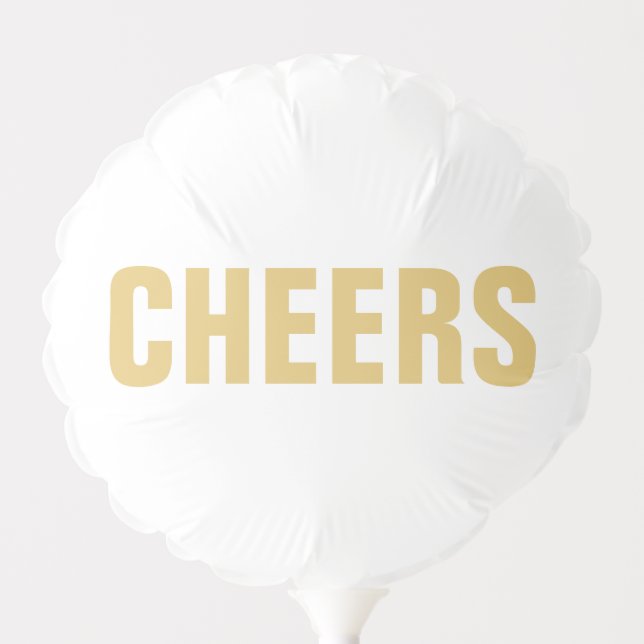 'CHEERS' White and Gold Party Balloon (Front)
