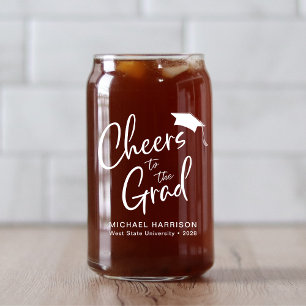 Cheers White Script Graduation Party Can Glass