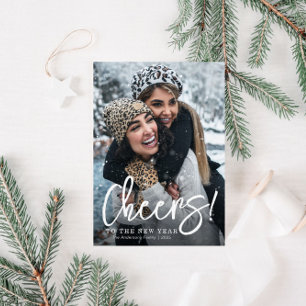 CHEERS   White script happy new year card