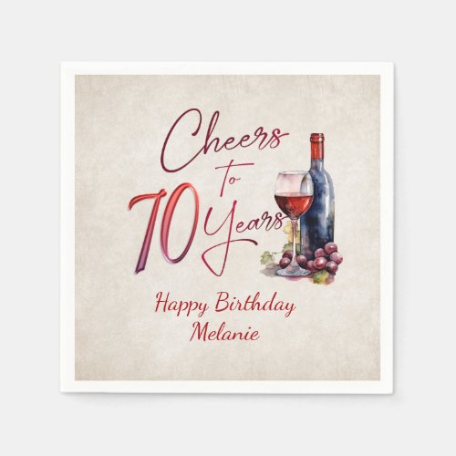 Cheers Wine 70th Birthday Napkins