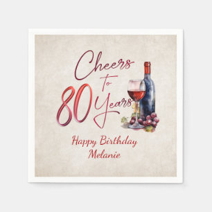 Cheers Wine 80th Birthday Napkins