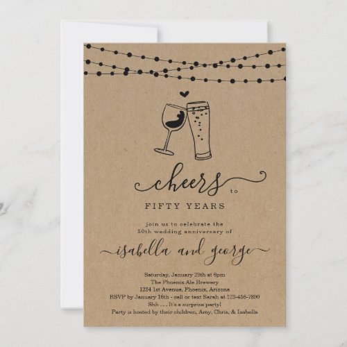 Cheers Wine  Beer Anniversary Party  _ Any Year Invitation