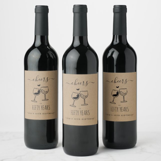 Cheers - Wine Birthday / Anniversary Party Label (Bottles)