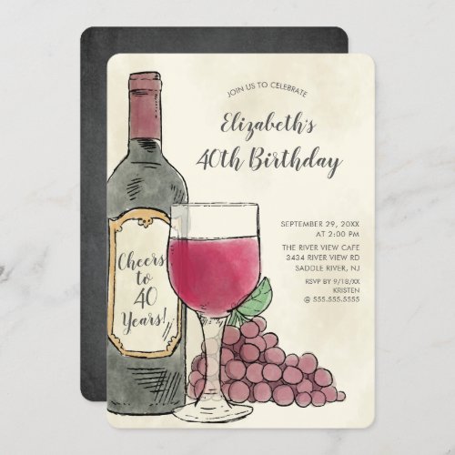 Cheers Wine Birthday Party invitation