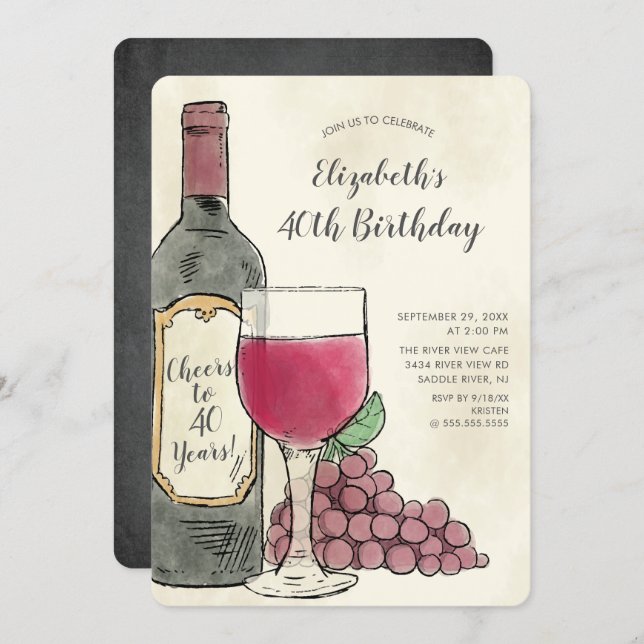 Cheers Wine Birthday Party invitation (Front/Back)