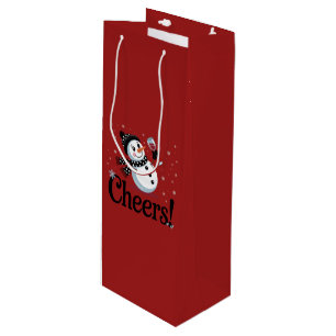 Cheers Wine Christmas Snowman Xmas Drinking Winter Gift Bag