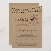 Cheers Wine Funny First Birthday Party Invitation (Front/Back)