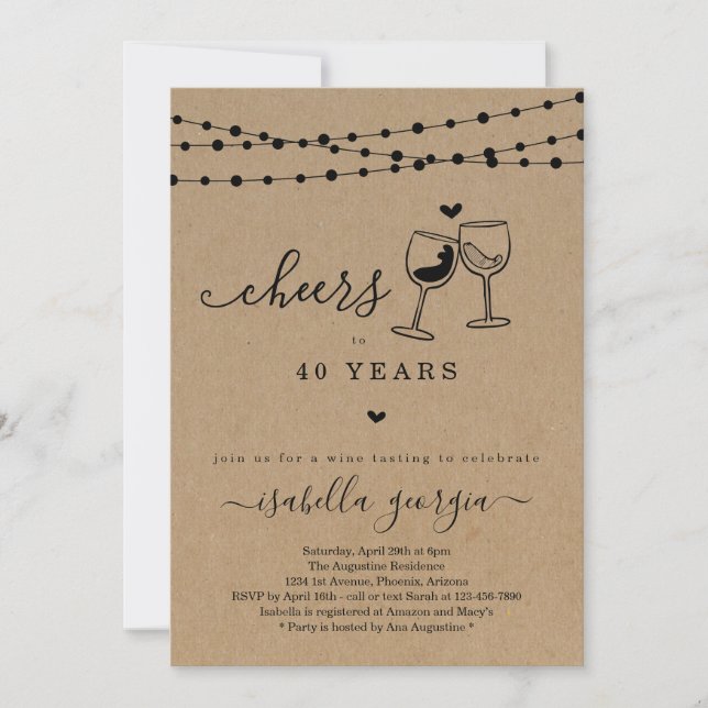 Cheers Wine Tasting Birthday Party - Any Age Invitation (Front)