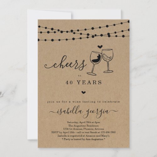 Cheers Wine Tasting Birthday Party _ Any Age Invitation