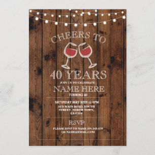 Cheers Wine Tasting Wood Birthday Party Invite