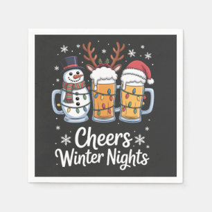 Cheers Winter Nights Beers Snowman Beer Lovers  Napkins