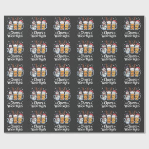 Cheers Winter Nights Beers Snowman Beer Lovers Wrapping Paper