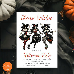 Cheers Witches Adult Halloween Party Invitation