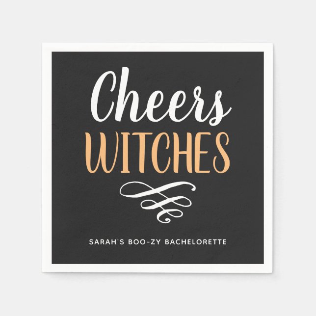 Cheers Witches Bachelorette Halloween Party Napkins (Front)