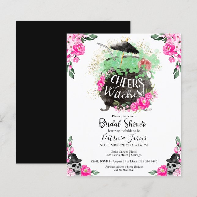 Cheers Witches Bridal Shower Budget Invitations (Front/Back)