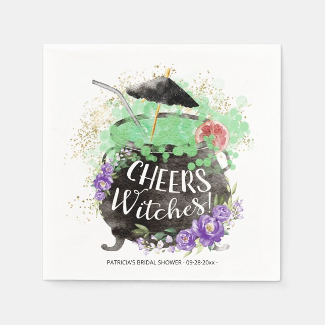 Cheers Witches Cocktail Halloween Bridal Shower Napkins (Front)