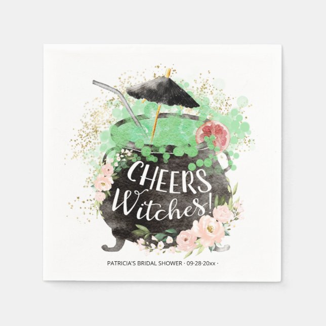 Cheers Witches Cocktail Halloween Bridal Shower Napkins (Front)