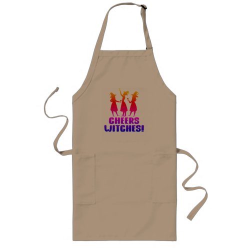 Cheers Witches  Funny Retro Halloween Cooking Long Apron