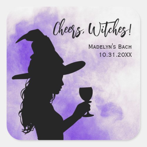 Cheers Witches Halloween Bachelorette Party Favor Square Sticker