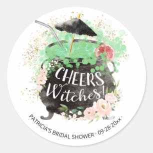 Cheers Witches Halloween Bridal Shower Classic Round Sticker