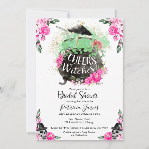 Cheers Witches Halloween Bridal Shower Invitation