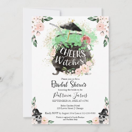 Cheers Witches Halloween Bridal Shower Invitation