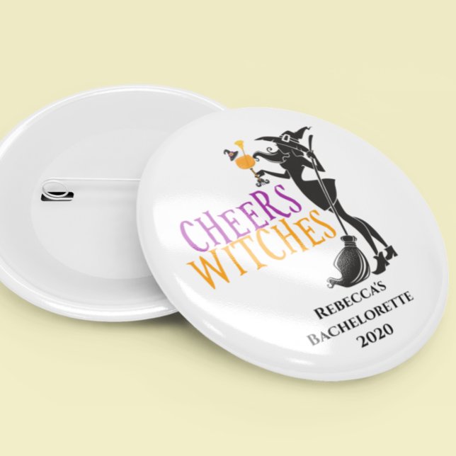 Cheers Witches Halloween Cocktail Bachelorette Button (Creator Uploaded)