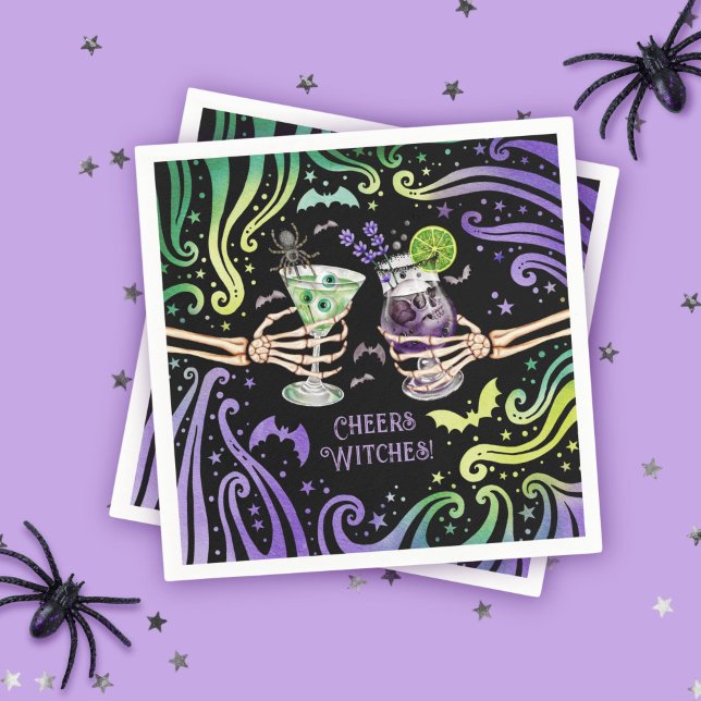 Cheers Witches Halloween Cocktail Glasses  Napkins (Cheers Witches Halloween Cocktail Glasses Napkins)